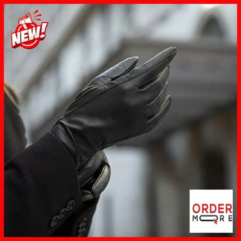 Leather Cashmere Lined Touchscreen Gloves Women's Winter Accessory